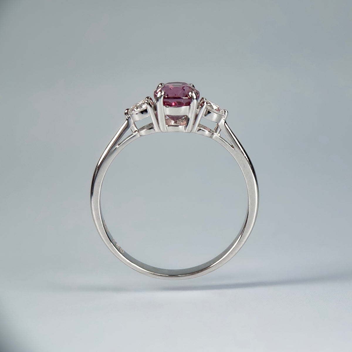 Natural Malaya Garnet Ring | 1.38 ct | 18K White Gold