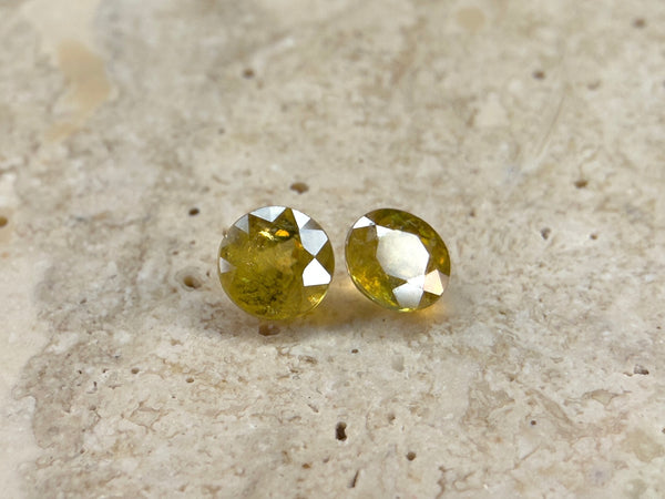 Natural Sphene Matching Pair | 1.24 TCW Premium Round-Cut Gemstones
