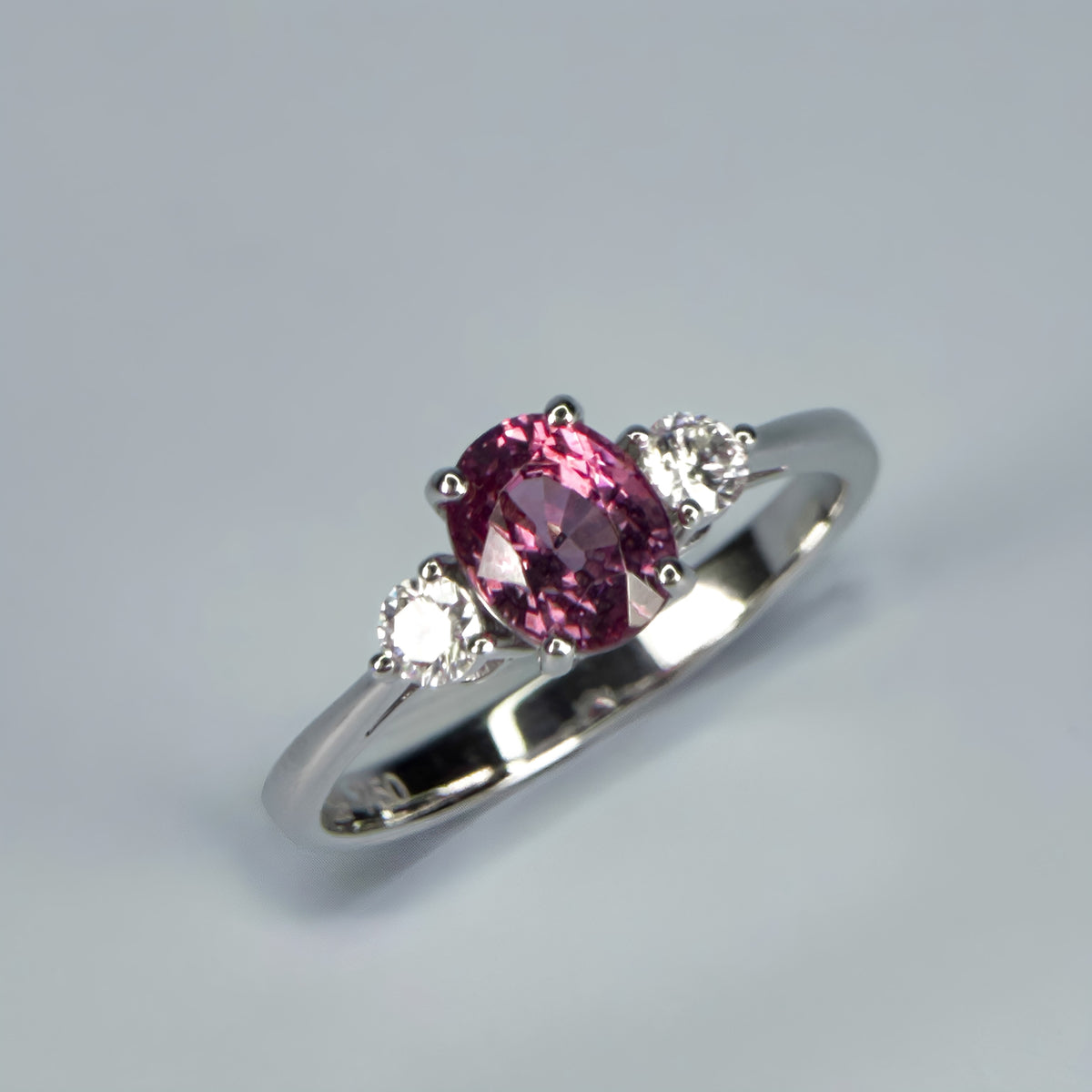 Natural Malaya Garnet Ring | 1.38 ct | 18K White Gold